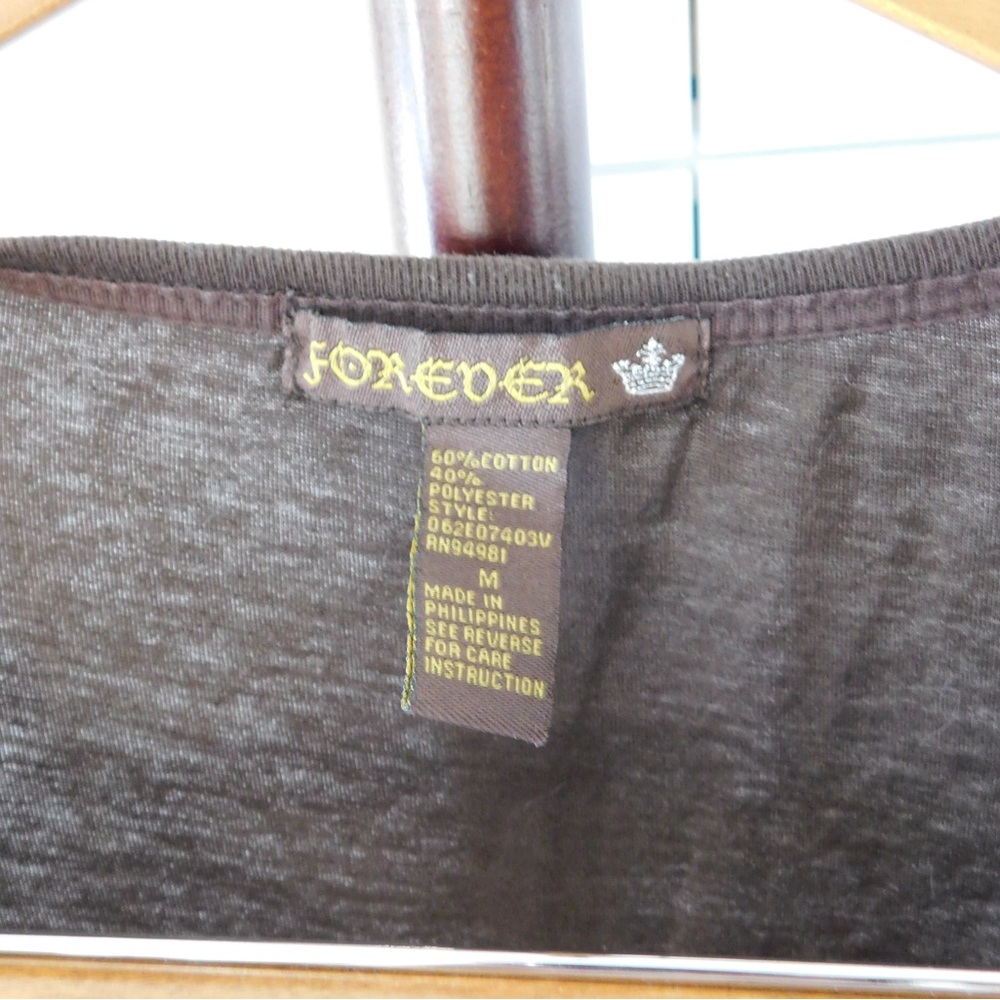 Forever 21 Dark Brown V-Neck Button Down Shirt - Picture 4 of 4